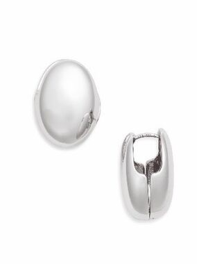 Nordstrom / Open Edit / Simple Silver Huggie Hoop Earrings - Polished Silver
